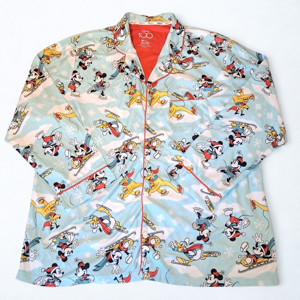 Disney 100 2 Piece Pajama Set Mickey Mouse & Friends Holiday Size XXL Christmas